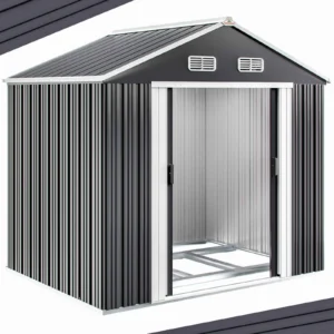 Abri de jardin en métal gris 257x205x177cm