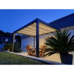 Pergola bioclimatique en aluminium Menea 4x3 motorisée grise