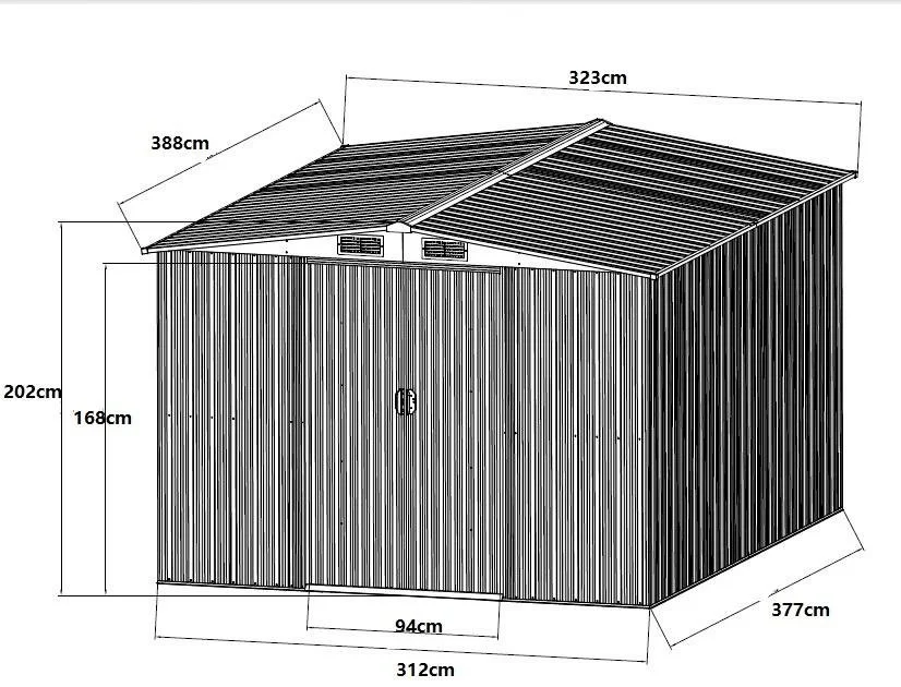 Abri de jardin en acier galvanisé gris 12,5 m² – Prix d’usines – Image 6