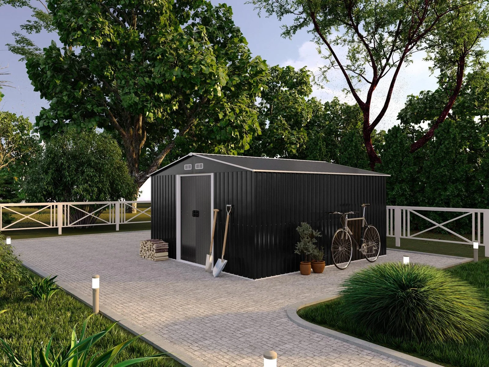 Abri de jardin en acier galvanisé gris 12,5 m² – Prix d’usines – Image 2