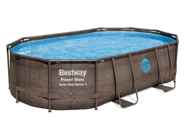 Piscine BESTWAY hors sol ovale Power Steel Swim Vista rotin 488 x 305 x 107cm – Image 4