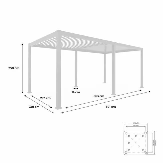 Pergola Bioclimatique gris anthracite 300x600cm. aluminium à lames orientables + 2 stores 3m TRIOMPHE 6X3M + 2 STORES 3M – Image 2