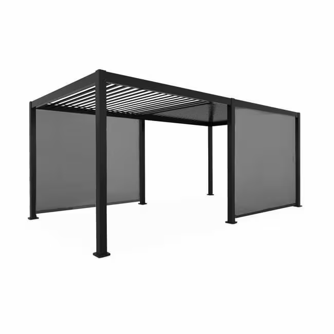 Pergola Bioclimatique gris anthracite 300x600cm. aluminium à lames orientables + 2 stores 3m TRIOMPHE 6X3M + 2 STORES 3M – Image 4