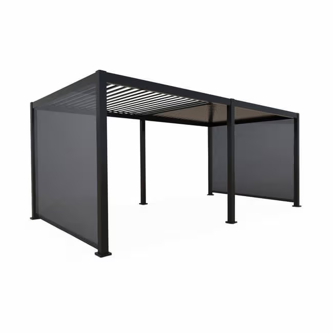 Pergola Bioclimatique gris anthracite 300x600cm. aluminium à lames orientables + 2 stores 3m TRIOMPHE 6X3M + 2 STORES 3M – Image 5