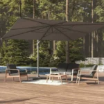 Parasol déporté rectangulaire inclinable MELHIA Anthracite / Graphite 4 x 3 m - Aluminium traité époxy, Acier, Oléfine