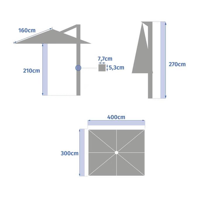 Parasol déporté rectangulaire ÉQUADOR Taupe 4 x 3 m - Aluminium, Polyester – Image 9